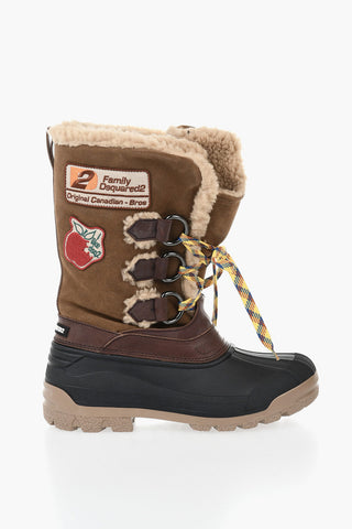 Stivali da Neve WOOD LOVER in Pelle e Suede con Lacci a Contrasto