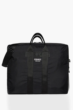Maxi Borsone da Viaggio in Nylon a Quadri Ripstop