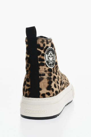 Calf-Hair Low-Top Sneakers with Animalier Pattern