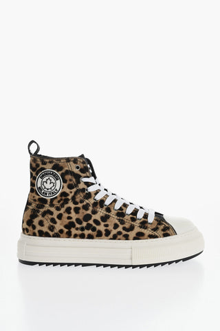 Calf-Hair Low-Top Sneakers with Animalier Pattern