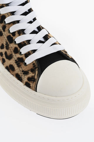 Calf-Hair Low-Top Sneakers with Animalier Pattern