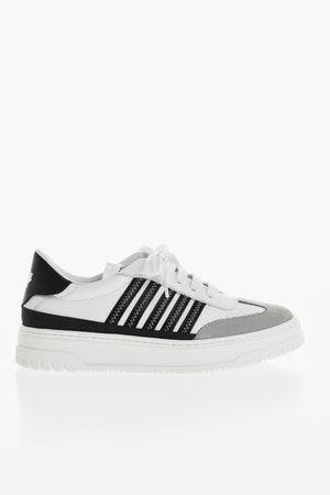 Niedrige Ledersneaker mit Kontrastdetails