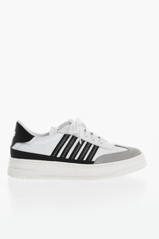 Niedrige Ledersneaker mit Kontrastdetails