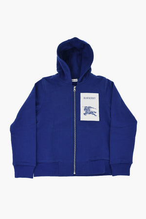 Felpa in Cotone Garzato con Patch a Contrasto