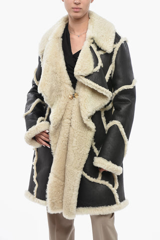 Patchwork-Effect Shearling Coat
