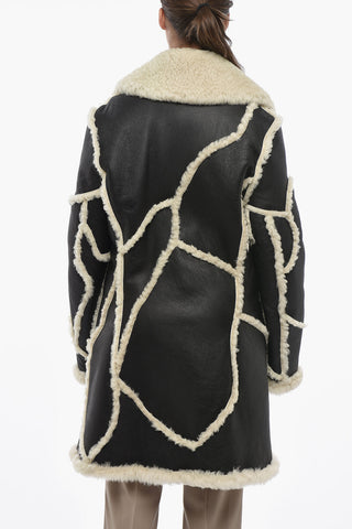 Patchwork-Effect Shearling Coat