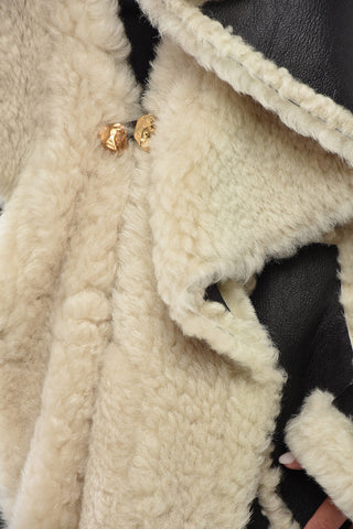 Patchwork-Effect Shearling Coat