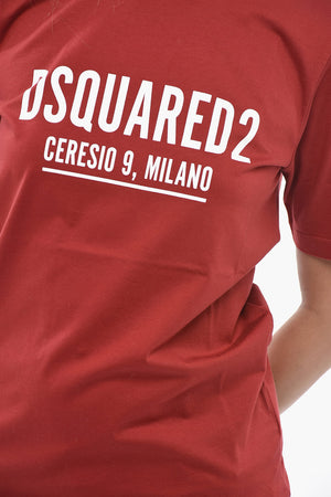 Cotton Crewneck T-Shirt with Contrasting Print