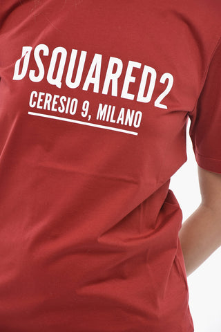 Cotton Crewneck T-Shirt with Contrasting Print