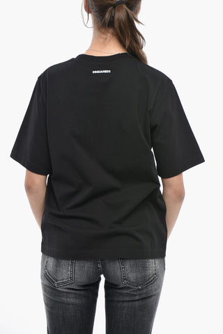 무지 라운드넥 티셔츠 EASY FIT 앞면 프린트