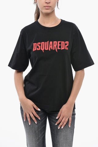 Cotton Crewneck T-T-shirt with Front Logo