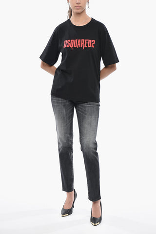 Cotton Crewneck T-T-shirt with Front Logo