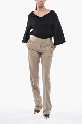 Wool Four-Pocket Trousers with Concealed Closure
