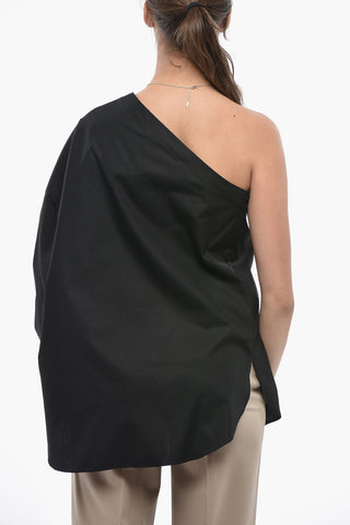 One-Shoulder-Bluse aus Popeline