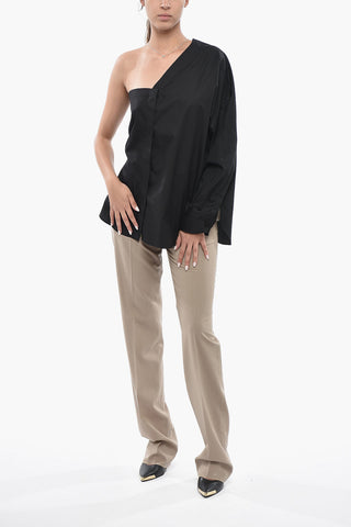 One-Shoulder-Bluse aus Popeline