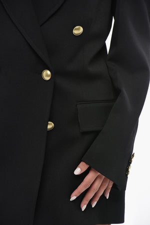 Oversized Wool-Blend Blazer with Peak Lapel