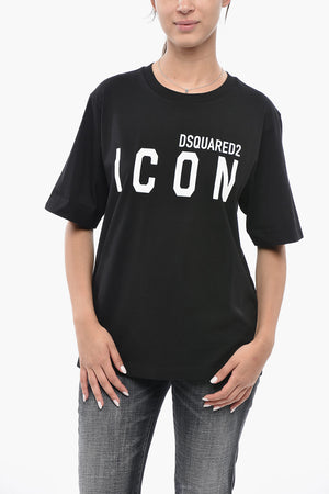 ICON Crew-Neck T-Shirt EASY Solid-Color with Printed Logo