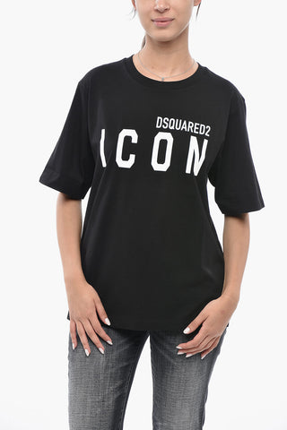 ICON Crew-Neck T-Shirt EASY Solid-Color with Printed Logo