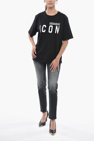 ICON Crew-Neck T-Shirt EASY Solid-Color with Printed Logo