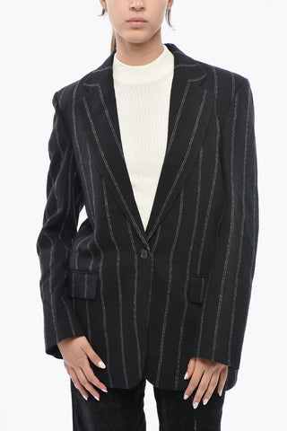 Boyfriend Pinstripe Wool Blazer