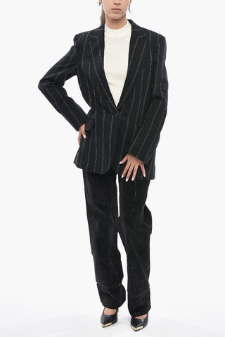 Boyfriend Pinstripe Wool Blazer