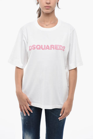 Crew neck T-shirt EASY FIT in Solid Color with Flocked Logo