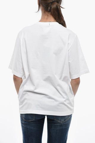 Crew neck T-shirt EASY FIT in Solid Color with Flocked Logo