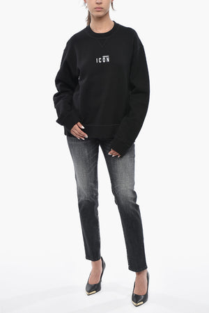 ICON Rundhalspullover Aus Baumwolle Mit Frontlogo-Print