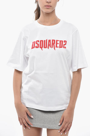 Crew neck T-shirt EASY FIT in Solid Color with Printed Logo