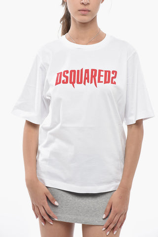 Crew neck T-shirt EASY FIT in Solid Color with Printed Logo