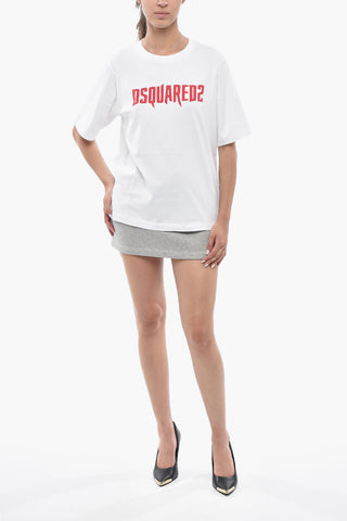 Crew neck T-shirt EASY FIT in Solid Color with Printed Logo