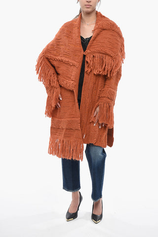 Cardigan Open-Front in Misto Alpaca Sfrangiato