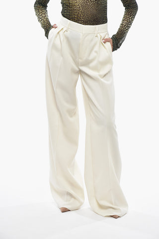 Virgin Wool-Blend 1-Button Dress with Peak Lapel