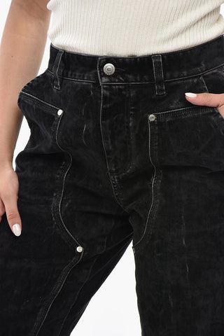 Pantaloni Workwear in Denim Stretch con Finitura Vellutata 25cm