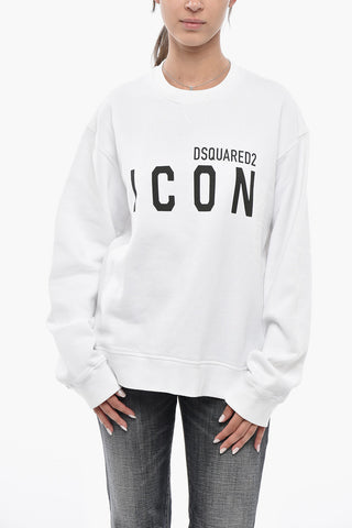 ICON Brushed Cotton Crewneck Sweatshirt With Contrast Logo