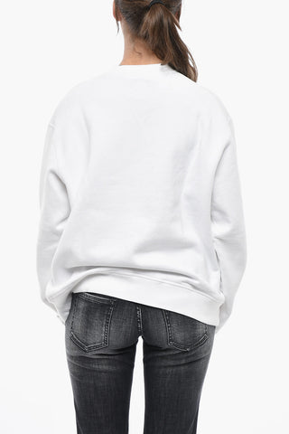 ICON Brushed Cotton Crewneck Sweatshirt With Contrast Logo