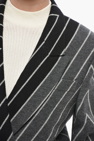 Two-Tone Double-Breasted Striped Coat