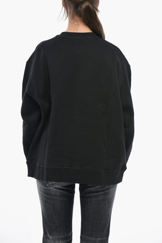 ICON Brushed Cotton Crewneck Sweatshirt With Contrast Logo