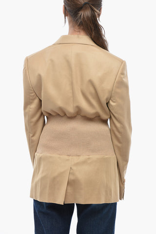Wool Blazer With Rib-Knit Insert