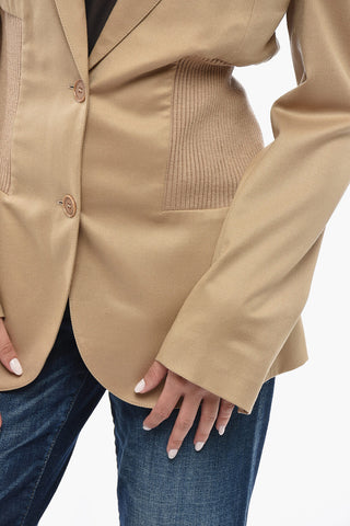 Wool Blazer With Rib-Knit Insert