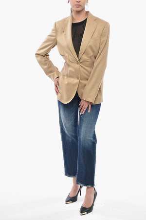 Blazer Aus Wolle Mit Rippenstrick-Einsatz