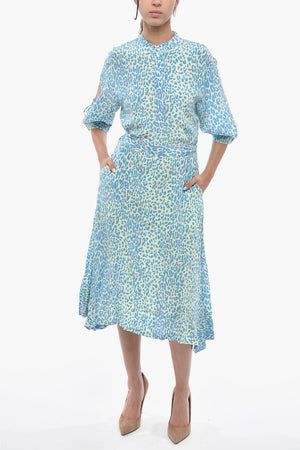 Long Dress OLIVIA Silk Animal-Print With 3/4 Sleeves