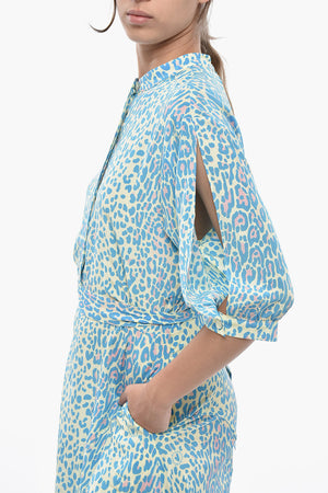Long Dress OLIVIA Silk Animal-Print With 3/4 Sleeves