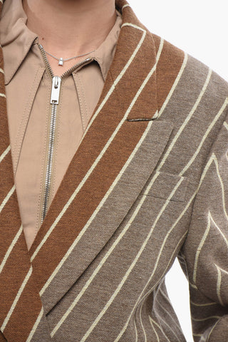 Two-Tone Double-Breasted Striped Coat