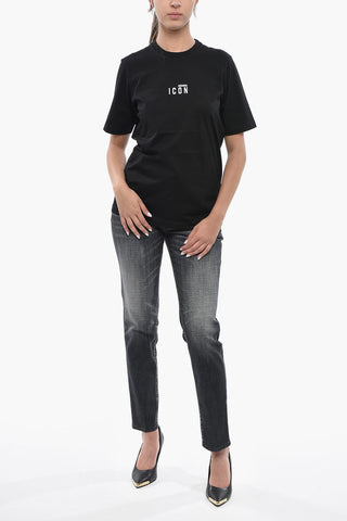 ICON Crew-Neck T-Shirt RENNY FIT Solid-Color with Printed Logo