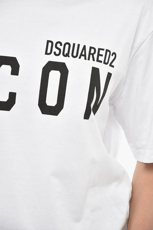 ICON 라운드넥 티셔츠 단색 대비 로고