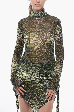 High-Neck Mesh Top CROCO with Pattern