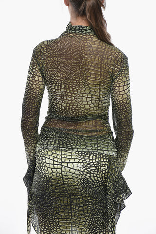 High-Neck Mesh Top CROCO with Pattern