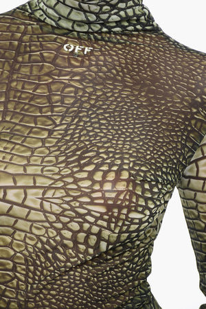 High-Neck Mesh Top CROCO with Pattern