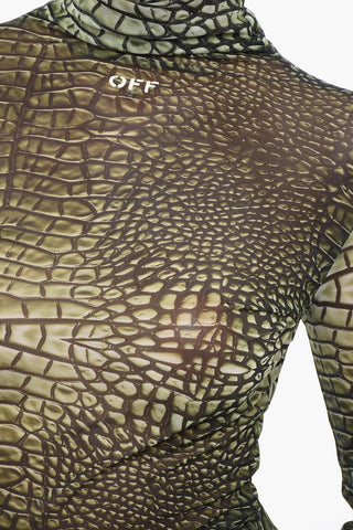 High-Neck Mesh Top CROCO with Pattern